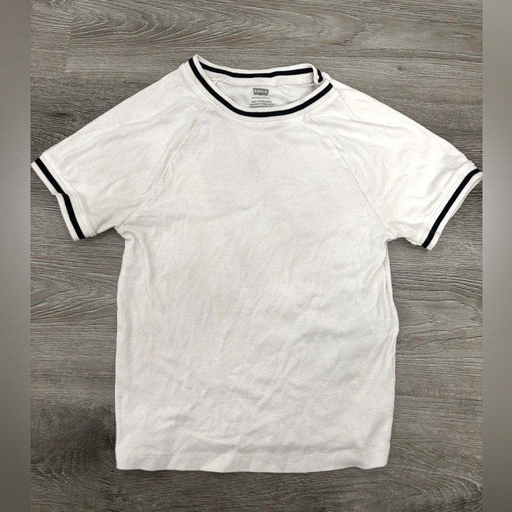 Levi's White Short Sleeve Ringer Tee with Black Trim